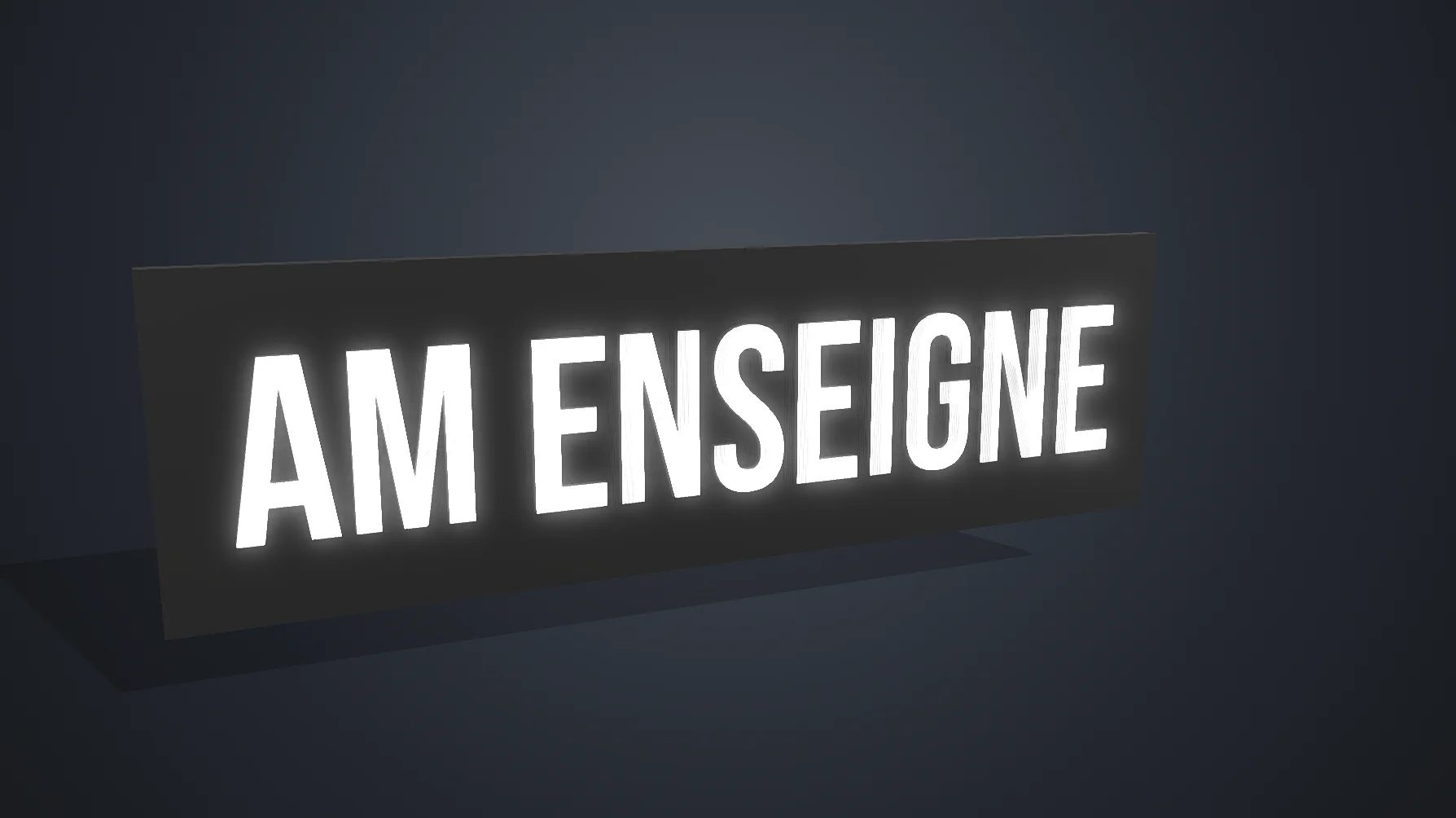 Aperçu du configurateur : enseigne lumineuse en caisson noir, lettres blanches