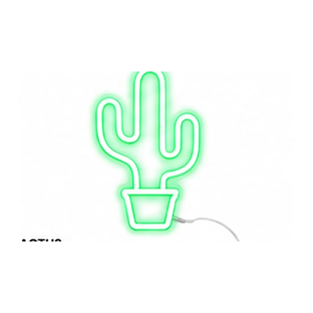 Néon LED Cactus – Vert sur fond blanc