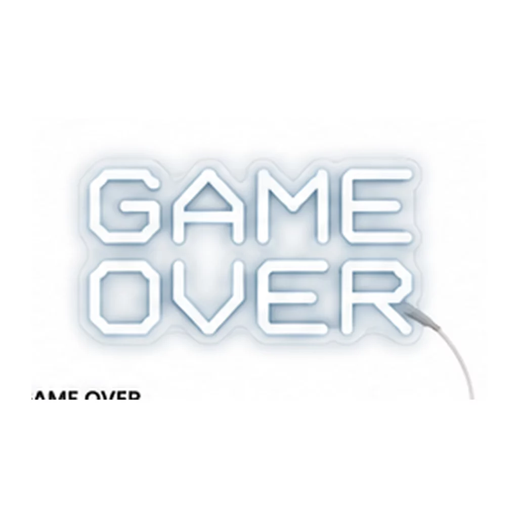 Néon LED Game Over – Blanc froid sur fond blanc