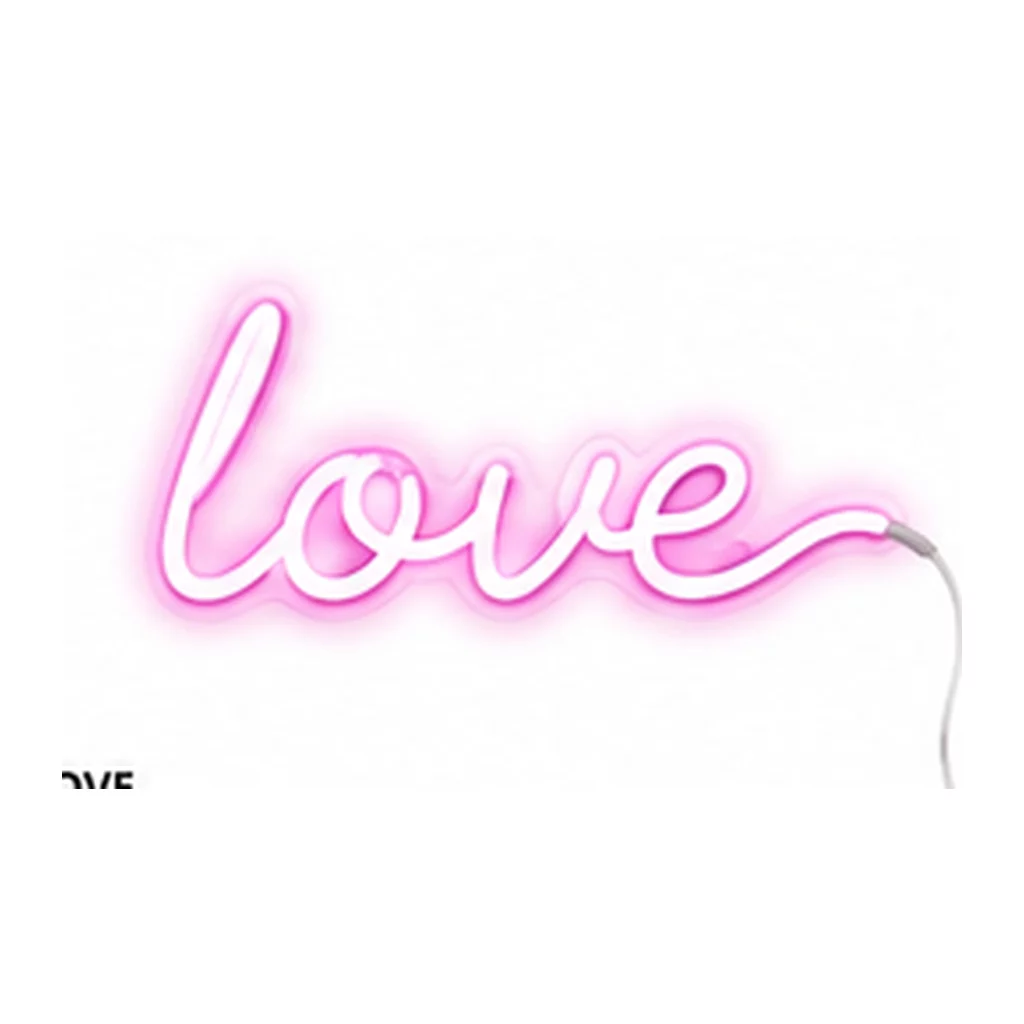 Néon LED Love – Rose sur fond blanc