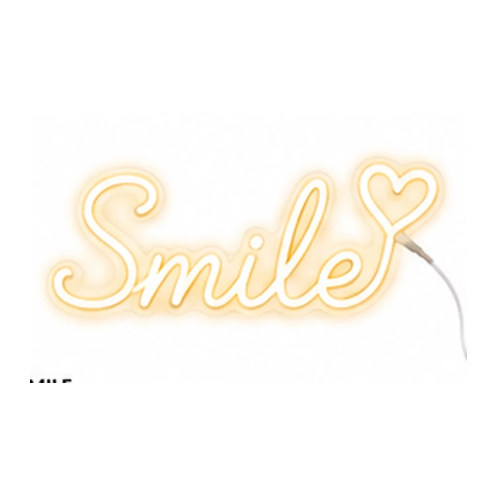 Néon LED Smile – Blanc chaud sur fond blanc