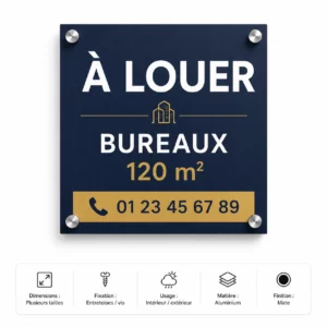 Panneau À louer bureaux 120 m² sur fond blanc
