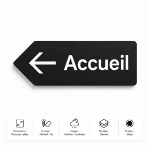 Panneau Accueil directionnel noir sur fond blanc