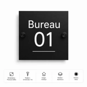 Plaque Bureau 01 noire sur fond blanc