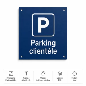 Panneau parking clientèle sur fond blanc