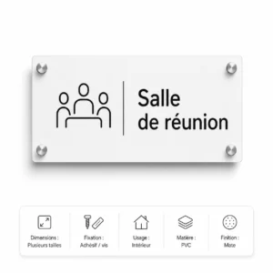 Plaque salle de réunion sur fond blanc