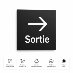 Panneau sortie sur fond blanc
