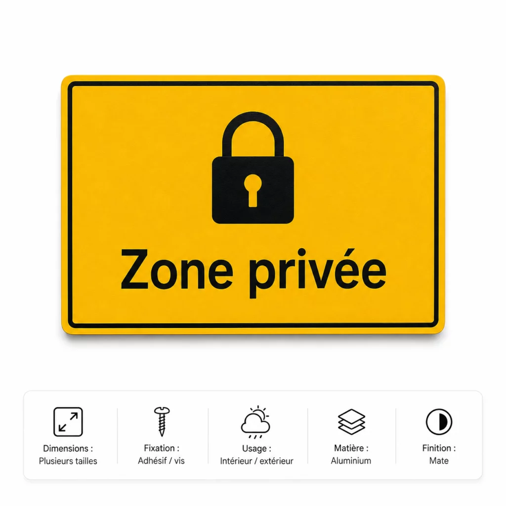 Panneau zone privée sur fond blanc