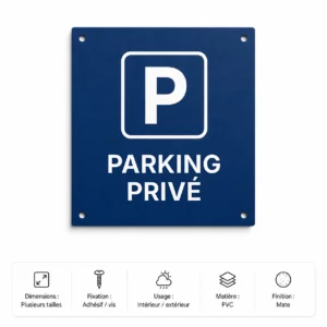 Panneau parking privé sur fond blanc