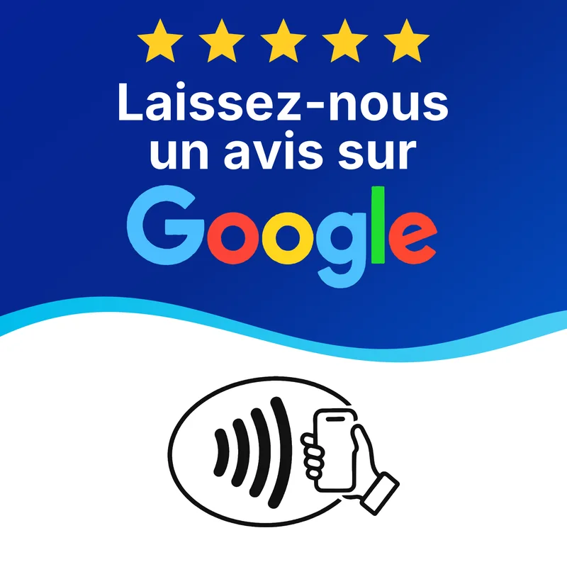 Aperçu de la plaque avis, style Google, plexiglas brillant, fond couleur